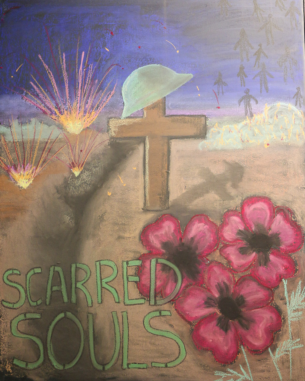 Main Lesson Chalkboard "Scarred Souls WWI" HSIE Lesson